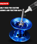 Fishing Reel Lubrication Kit With Pro Grade Maintenance Oil shown coating reel bearings for noise and wear reduction.