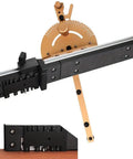 Heavy Duty Aluminum Table Saw Miter Gauge Decked Out With Laser Marked Rulers And Rock Solid Stops showing adjustable angle measurements.