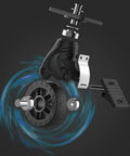 Close-up view of heavy duty nylon roller assembly for Heavy Duty Folding Trolley Cart With Slick Nylon Rollers And Sturdy Aluminum Frame Telescoping Grip.