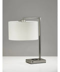 Austin Table Lamp With Dope Wireless Charging Pad And USB Port 7W LED Desk Lamp For Home Office brushed steel design