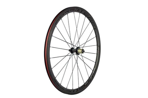 Carbon Fiber Road Bike Wheelset 700c Clincher With 38mm Depth And 23mm Wide Rim, R13 Hub, Toray T700, side view