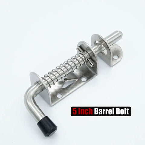 Spring Loaded Latch Pin Set 304 Stainless Steel Barrel Bolt Thickened 2mm Door Lock 5 Inch Black 2 Pack Built Tough