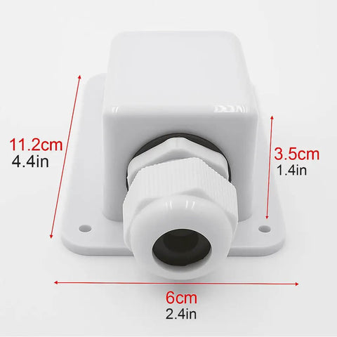 Close-up of White Weatherproof Solar Cable Entry Gland 2 Pack For All Cable Sizes 6mm2 To 12mm2, showing dimensions and durable design.
