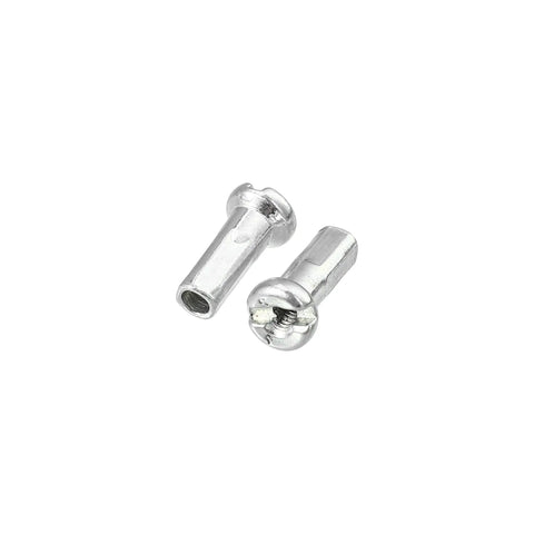 Close-up of nipples from Beefed Up 40 Pcs 14G Bicycle Spokes 286mm Length With Nipples Kit, durable stainless steel for bike wheels