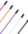 Five Pack Multicolor Plastic Antenna Tube With Cap For RC Cars And Boats 2.4G Receivers Keep Your Antenna Safe And Protected Durable Tube For Model RC Antennas 11.8 Inches Long in pink, orange, purple, white, and black with caps shown in an angle.
