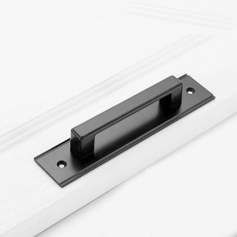 2 Pack Black Barn Style Door Pulls With Plate Punch Free 7 Inch Closet And Drawer Handles For Sliding Glass Doors Cabinets And Bathrooms