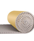 Heavy Gauge Acoustic Foam Rolls With No Sweat Self Adhesive Backing, gray rolled foam with pyramid texture for sound dampening.
