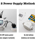 Portable Gas Flow Meter with AC110V power and 4x AA battery options, MEMS Based Mass Flow Meter for Nitrogen, Oxygen and Air, 0-20 L/min.