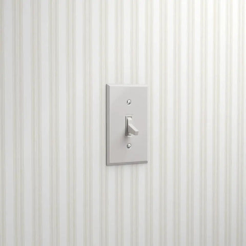 Traditional Classic Leather Texture Vinyl Wallpaper Durable Type Two Commercial Wallcovering on lightly textured striped wall.