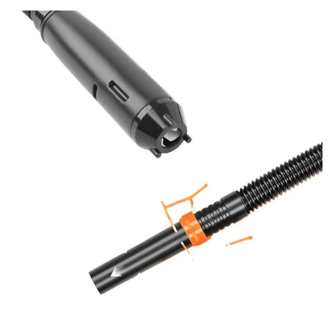 Close-up of adjustable nozzle of Heavy Duty Portable Fuel Gas Transfer Suction Pump With Adjustable Flow Control Nozzle.