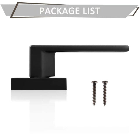 Pack Of 2 Black Dummy Door Levers For Closets And French Doors Square NonTurning Pull Handles Surface Mounted Easy Install SingleSide Operation Matte Finish Durable Build For Interior Doors, black lever and screws