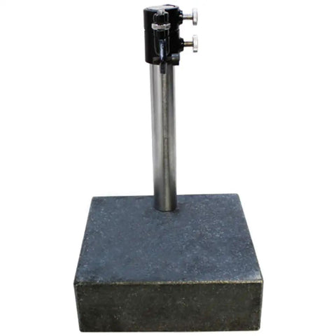 Granite Surface Check Comparator Stand Plate With 6 By 6 By 2 Inch Base, Ultra Flat 0.0005 Inch Tolerance, 8 Inch Column, 0.934 Inch Bar Diameter