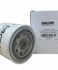 Truck-Grade Coolant Filter For MX Series MX-11 And MX-13, Spin-On Replacement 1843659PE next to PACCAR branded box