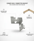 Built Tough Corner Shelf Connector Bracket For Standard Angle Steel And Wood Shelving 90 Degree Joint Silver Finish 3.9 Inch Support