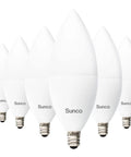 Dusk To Dawn Outdoor LED B11 Candelabra Bulb With Photocell Sensor, 5W Equivalent 40W, 3000K Warm White, E12 Frosted Finish, 6 Pack