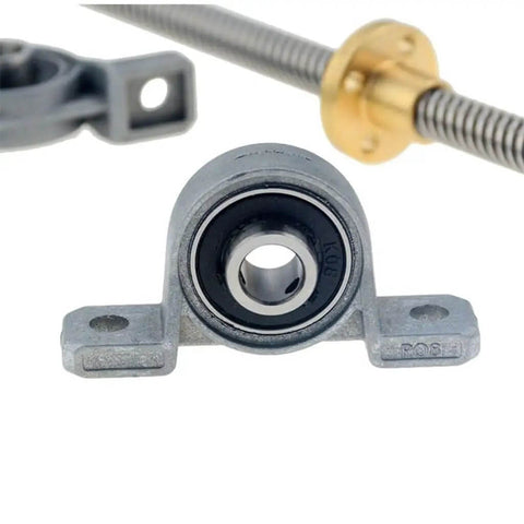 Top Tier T8 Lead Screw Vertical Or Horizontal Kit Featuring 8mm Stainless Steel Rod With Kfl08 And Kp08 Bearings For Smooth CNC And 3D Printer Builds Plus Stepper Motor Alignment Perfect For Custom Projects grey KP08 bearing block with 8mm lead screw
