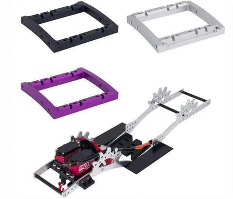 Dual Servo Mount For 1 By 10 RC Crawlers Capra SCX10 II LCG Chassis showing aluminum alloy parts for steering and winch upgrade.