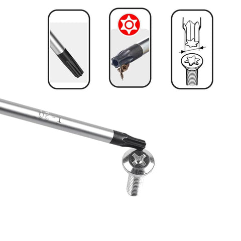 Kickass Heavy Duty T20 Torx Magnetic Screwdriver With Solid Chrome Vanadium Shaft And High Torque Grip For Quick Tech Hacks And Reliable Home Fixes close-up of screwdriver tip engaging a screw