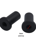 Sliding Barn Door Wall Track Spacers Set Carbon Steel Connectors For Door Frame Pack Of 6, showing two black spacers.