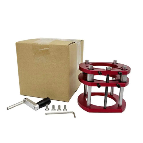 Built Like A Tank Premium Aluminum Router Lift For Table Mount With Rust Resistant Stainless Steel Body and Pain Free Install Fits 64 to 66 Millimeter Trimmers complete kit with box and tools.