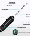 Diagram showing parts of 12V Car Power Adapter For NexStar Telescopes And Celestron Mounts, detailing fuse, contacts, and spring.
