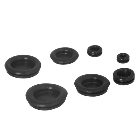 Pro Grade 170 Piece Rubber Grommet Kit With Durable O Ring Assortment For Automotive Wiring, Hydraulic And Pneumatic Systems, Includes 7mm To 25mm Sizes For Easy Fit, Versatile Sealing And Protection., black rubber grommets in assorted sizes