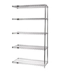 Level Up Your Storage Setup With This Heavy Duty Stainless Steel Wire Shelving Add On Kit Expanding Compatible Starter Rack Effortlessly Built Tough 54 X 72 X 36 Inch Modular Expansion Pack 5-shelf wire rack in chrome finish.