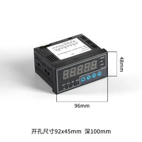 Digital indicator display for Pro Grade High Precision Load Cell With Indicator For Tension And Compression Weight Sensing On Scales, 0 To 1000Kg Range, Built Tough For Accurate Readings Every Time, dimensions 96mm x 48mm, black casing.