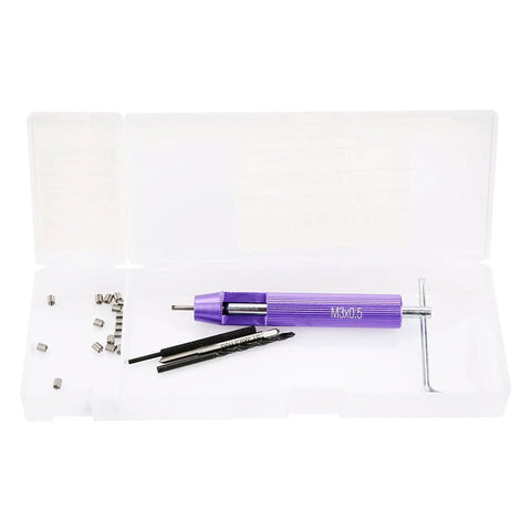 Thread Repair Kit With 304 Stainless Steel Inserts, 20 Pcs, Drill Bit And Tap Installation Tool For Engine Block Damaged Threads Restoration, Durable, DIY Friendly, Pro Grade Automotive Repair, M3x0.5 kit in case