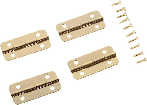Gold Box Hinges Set 10 Pieces 37x17mm Heavy Duty Cabinet and Jewelry Box Hinges With Screws For Vintage Wood Boxes, Gift Boxes, Wine Boxes, Dollhouses and More. Gold hinges with screws