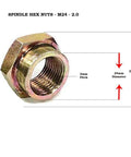 4x4 Front Wheel Bearing Hub And CV Axle Nut Replacement Kit for Chevy GMC showing spindle hex nut M24 measurements