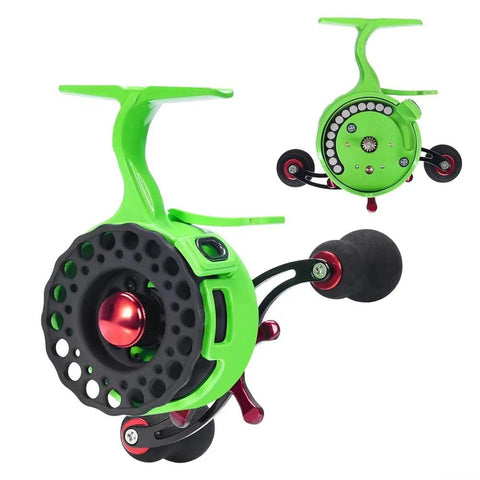 Magnetic Descent Ice Fishing Reel With Thirteen Magnets, Five Plus One Ball Bearings, Brass Gears, And Pro Grade Line Protection Outlet
