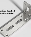 Heavy Duty Stainless Steel L Corner Shelf Brackets Set, Right Angle Wall Mount Shelf Brackets, adjustable, 5x9x18 cm close view