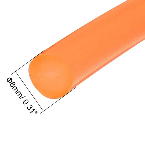 Orange 10ft 8mm Urethane Round Belt For Transmission And Conveyor Systems Beefy High Performance Drive Belt Durable Oil And Abrasion Resistant Easy Weld Great For Dryers Bonding Machines And Industrial Conveyors