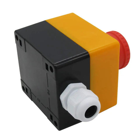 Emergency Stop Push Button Switch 2 NC Contacts Latching Type 600V 10A Industrial Control Button with yellow cap