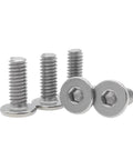 Top Shelf TA2 Pure Titanium Hex Socket Machine Screws With Low Profile Flat Heads For Hella Durable Auto Racing And Workshop Repairs Using M2.5 M3 M4 M5 Metric Thread Fasteners In Bulk Packs, viewed from the side.