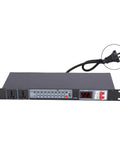 Ten Outlet Power Sequencer Conditioner With Digital Voltage Display And Auto Surge Protection Smooth Noise Filtering For Your Sweet Home Theater Setup Gamechanger Studio Gear Rig With Us Plug front view showing outlets and voltage display.