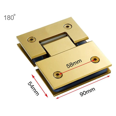 Brushed Gold Glass Door Clip Clamp And Hinge For 8 To 12mm Toughened Glass Stainless Steel 304 Hardware 180 Degree View