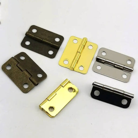 Assorted Thicker Design Wooden Box Hinges For Tea Boxes And Small Cabinets, shown in various finishes for durable furniture strength