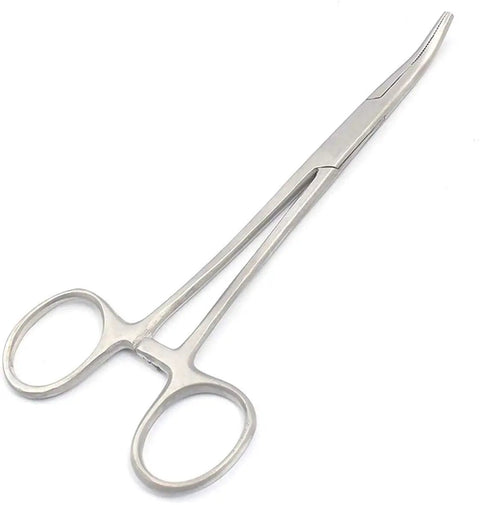 Stainless Steel Locking Forceps Set, 5.5 Inch Curved Hemostat With Serrated Jaws, Fishing Gear Tool, 2 Pack