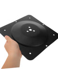 Heavy Duty Badass Table Leg Mounting Plate Multi Purpose Furniture Attachment Hardware No Sweat Install Iron Bracket Connector being held in hand.