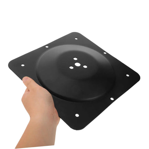 Heavy Duty Badass Table Leg Mounting Plate Multi Purpose Furniture Attachment Hardware No Sweat Install Iron Bracket Connector being held in hand.