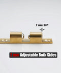 Solid Brass Cabinet Door Catch Set Of 4 Ball Tension Latches For Cabinets And Closets Rustproof Durable Hardware With Stainless Steel Screws 70mm Length HBC200 P4 Built Tough And Last Longer shown with 2mm adjustability detail.