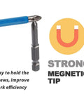 Anti Slip Phillips PH2 Screwdriver Bit Set Ten Pieces With Magnetic One Quarter Inch Hex Shank And Six Inch Length S2 Steel showing strong magnetic tip