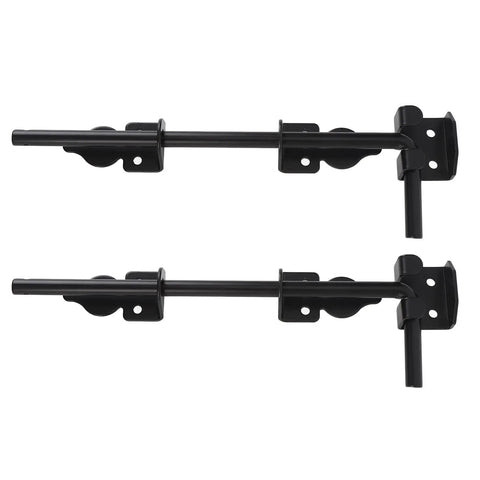 12 Inch Heavy Duty Carbon Steel Ground Drop Gate Latch With Rust Resistant Black Finish For Secure Double Yard Fence Doors, top view.