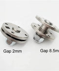 Round damping shaft torque hinge pair; stainless steel, 360° rotation, gaps 2 mm and 8.5 mm