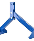 Amarite blue steel vertical drum lifter frame, front view with angled support arms for 55-gallon drums
