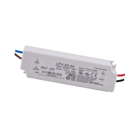 Built Like A Tank IP67 Waterproof 24 Volt LED Driver Power Supply 20 Watt 0.84 Amp Switching Transformer for outdoor use.