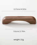 Close-up of a walnut wood drawer pull showing dimensions, part of the Walnut Wood Drawer Pulls 6 Pack 3.78 Inch 96 mm Cabinet Handles.