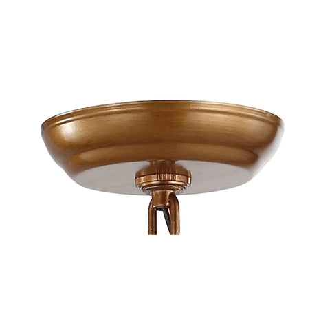 Underside view of the Kickstart Your Space With This Totally Rad Antique Gold 4 Light Pendant Ceiling Fixture.